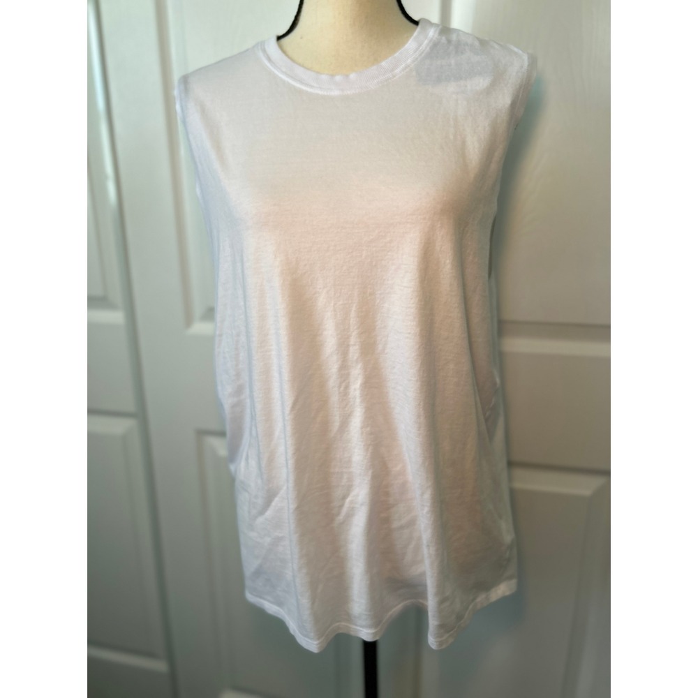 NWT AG Adriano Goldschmied Women's White Tank Top Large Cotton Scoop Neck